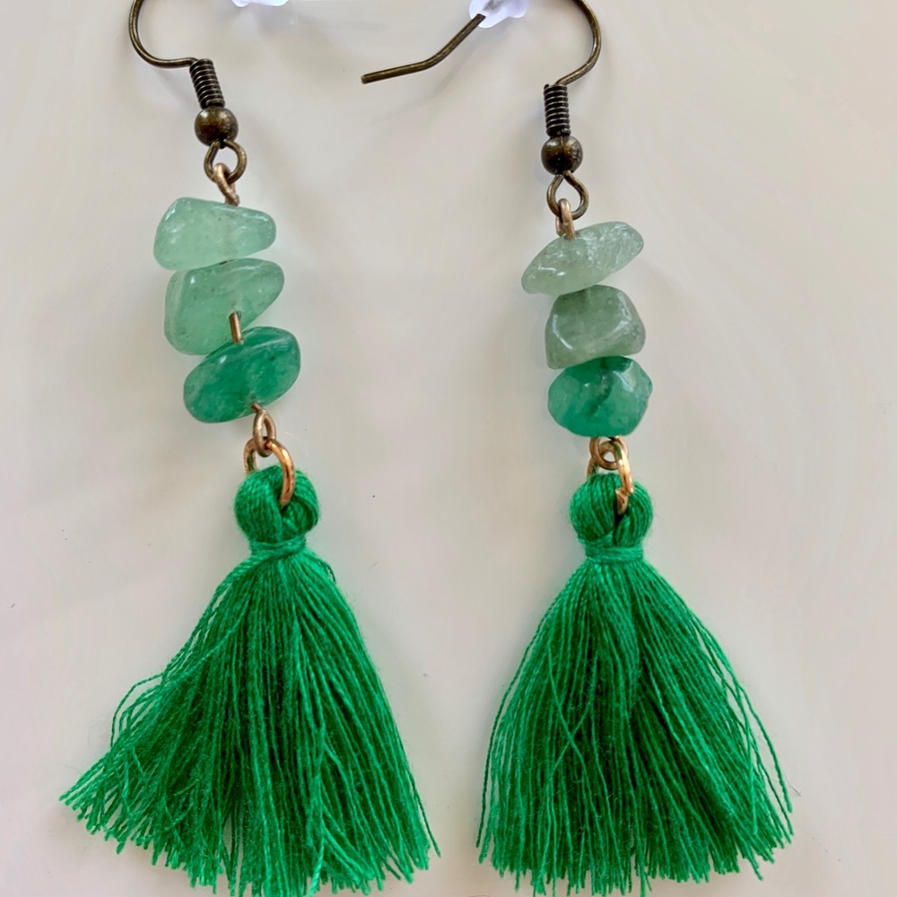 Green Aventurine Crystal Boho Earrings